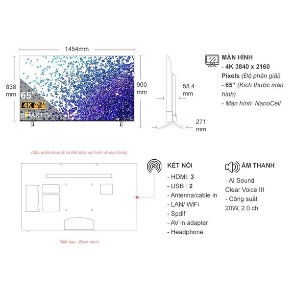 Smart Tivi NanoCell LG 4K 65 inch 65NANO77TPA