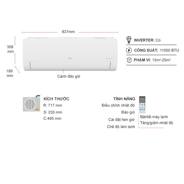 Máy lạnh LG Inverter 1.5 HP - 12000 BTU V13WIN1
