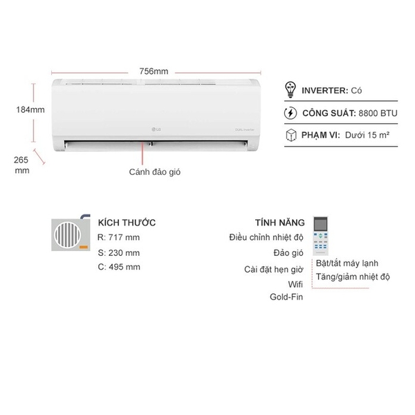 Máy lạnh LG Inverter 1.5 HP - 12000 BTU V13WIN1