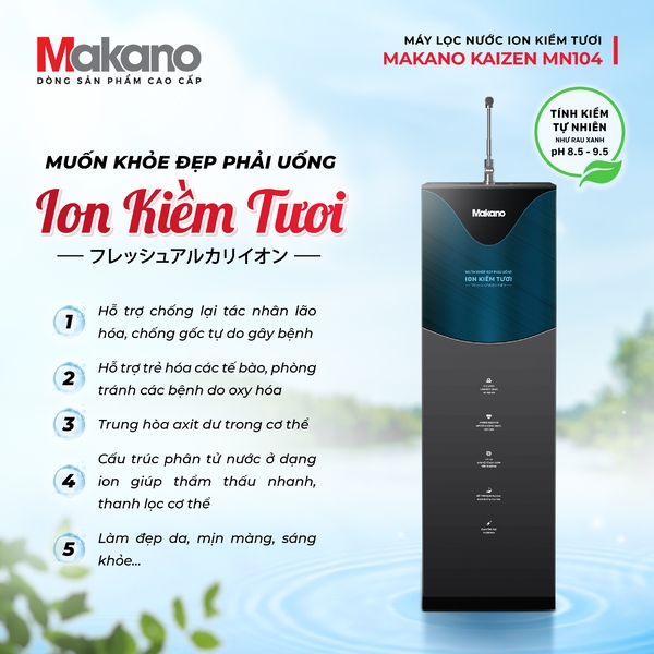 Máy lọc nước ion kiềm tươi dạng tủ dòng KAIZEN Makano MN104